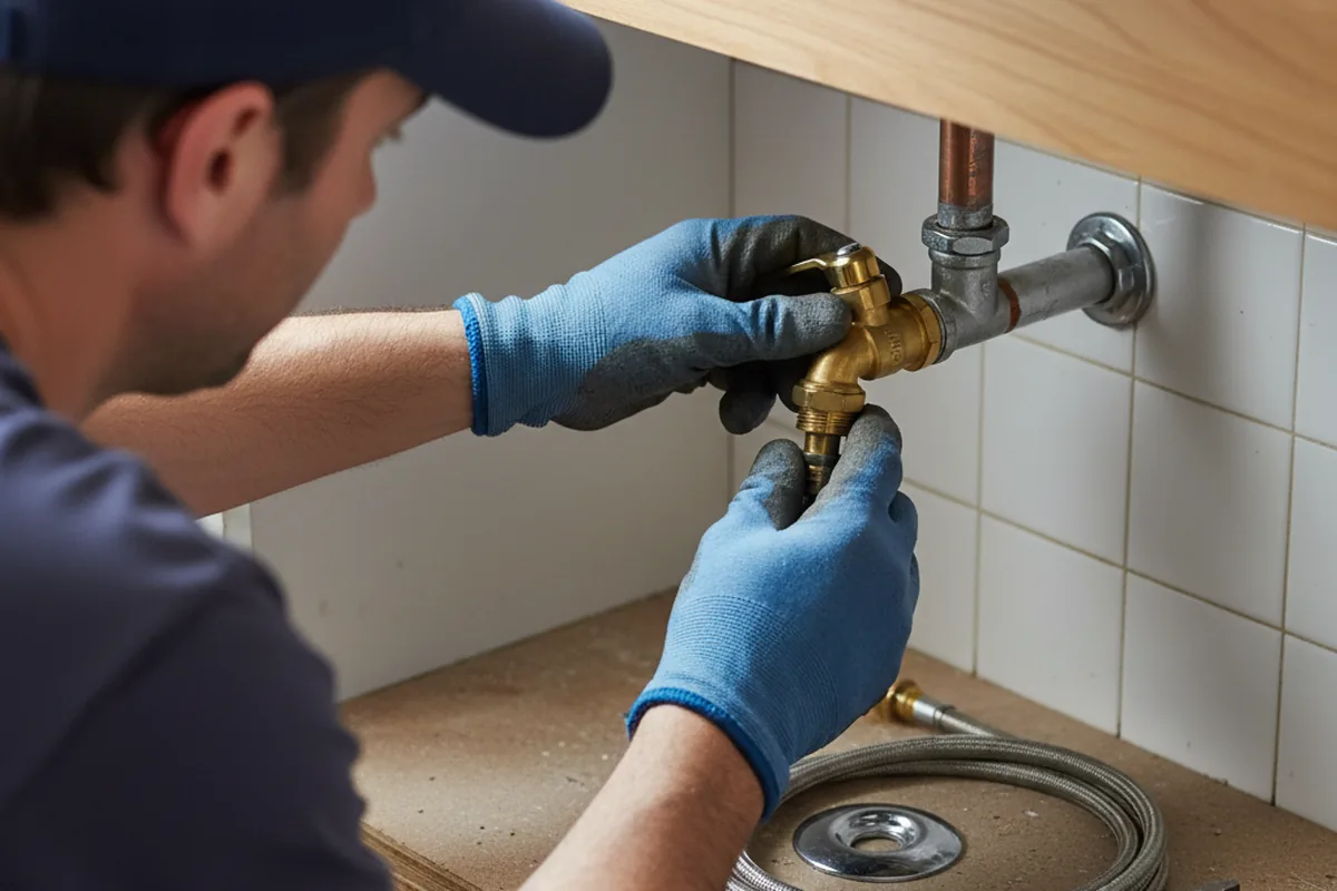 Shutoff valve and fitting work during Burst Pipe Repair in Barry